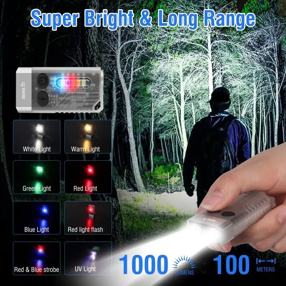 BORUiT V10 llavero UV LED EDC  - Keychain Flashlight reseña y precio